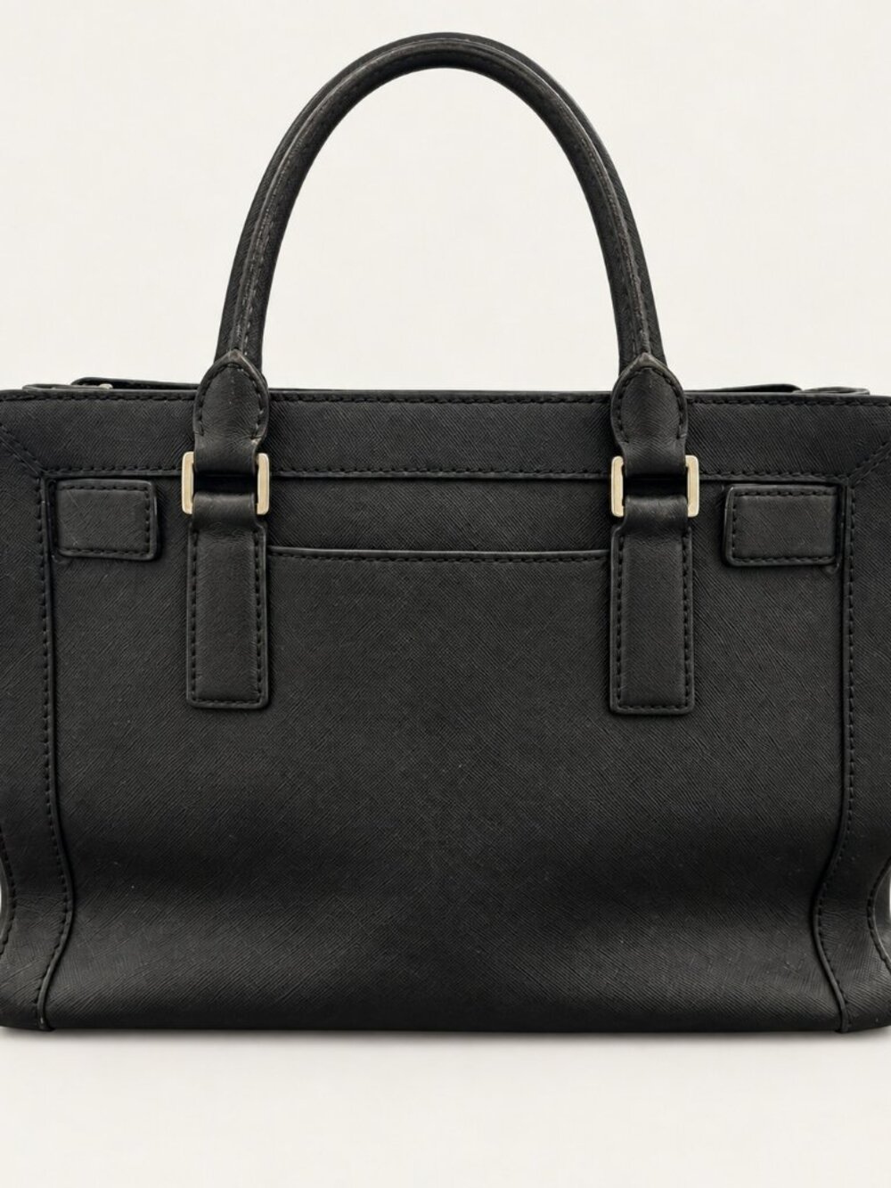 Michael Kors Black Textured Tote Satchel with MK Charm & Shoulder Strap - Picture 3 of 6